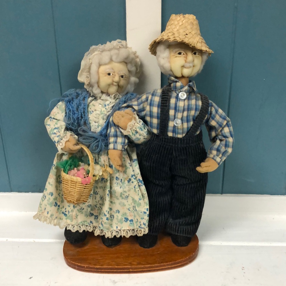 Vtg Petticoat Partners Grandma And Grandpa Dolls‎ handcrafted Softsculpture USA